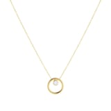 Goldsmiths 9ct Yellow Gold 0.09cttw Diamond Bezel Circle Necklace