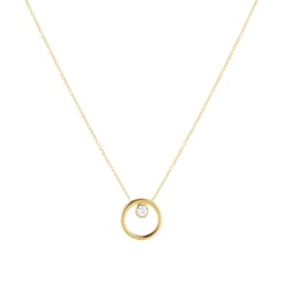 12143671 - 9ct Yellow Gold 0.09cttw Diamond Bezel Circle Necklace
