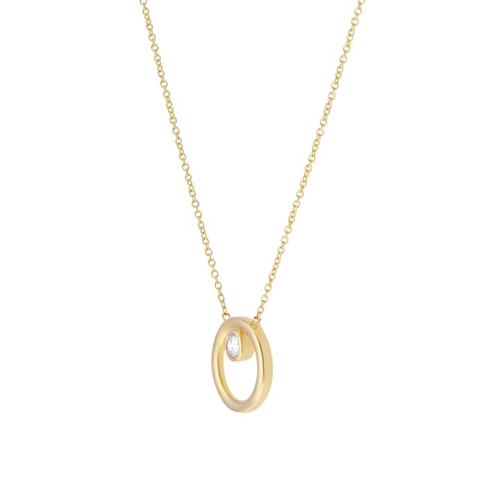 Goldsmiths 9ct Yellow Gold 0.09cttw Diamond Bezel Circle Necklace