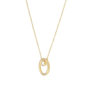 Goldsmiths 9ct Yellow Gold 0.09cttw Diamond Bezel Circle Necklace