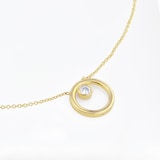 Goldsmiths 9ct Yellow Gold 0.09cttw Diamond Bezel Circle Necklace