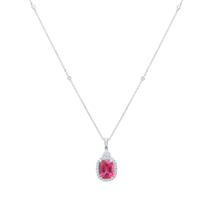 Goldsmiths 18ct White Gold Pink Tourmaline and 0.34cttw Diamond Pendant