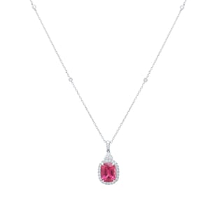 Goldsmiths 18ct White Gold Pink Tourmaline and 0.34cttw Diamond Pendant