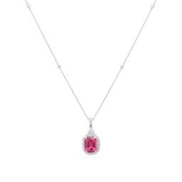 12143673 - 18ct White Gold Pink Tourmaline and 0.34cttw Diamond Pendant