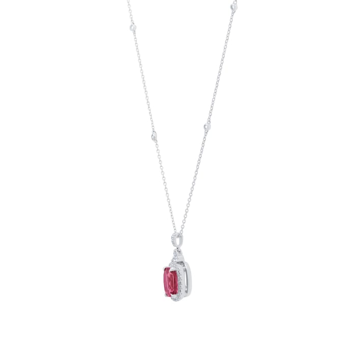 Goldsmiths 18ct White Gold Pink Tourmaline and 0.34cttw Diamond Pendant