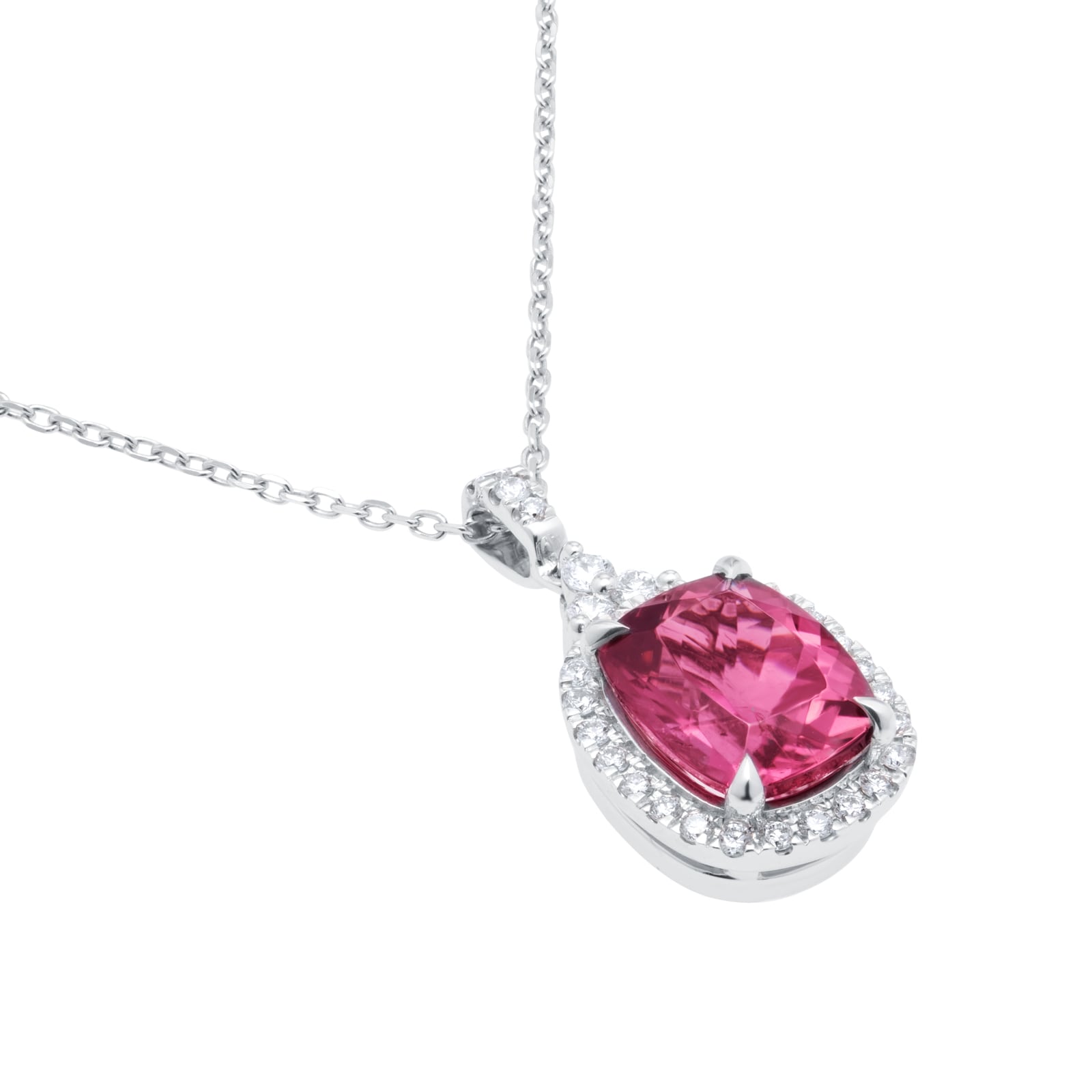 Goldsmiths 18ct White Gold Pink Tourmaline and 0.34cttw Diamond Pendant Goldsmiths 18ct White Gold Pink Tourmaline and 0.34cttw Diamond Pendant