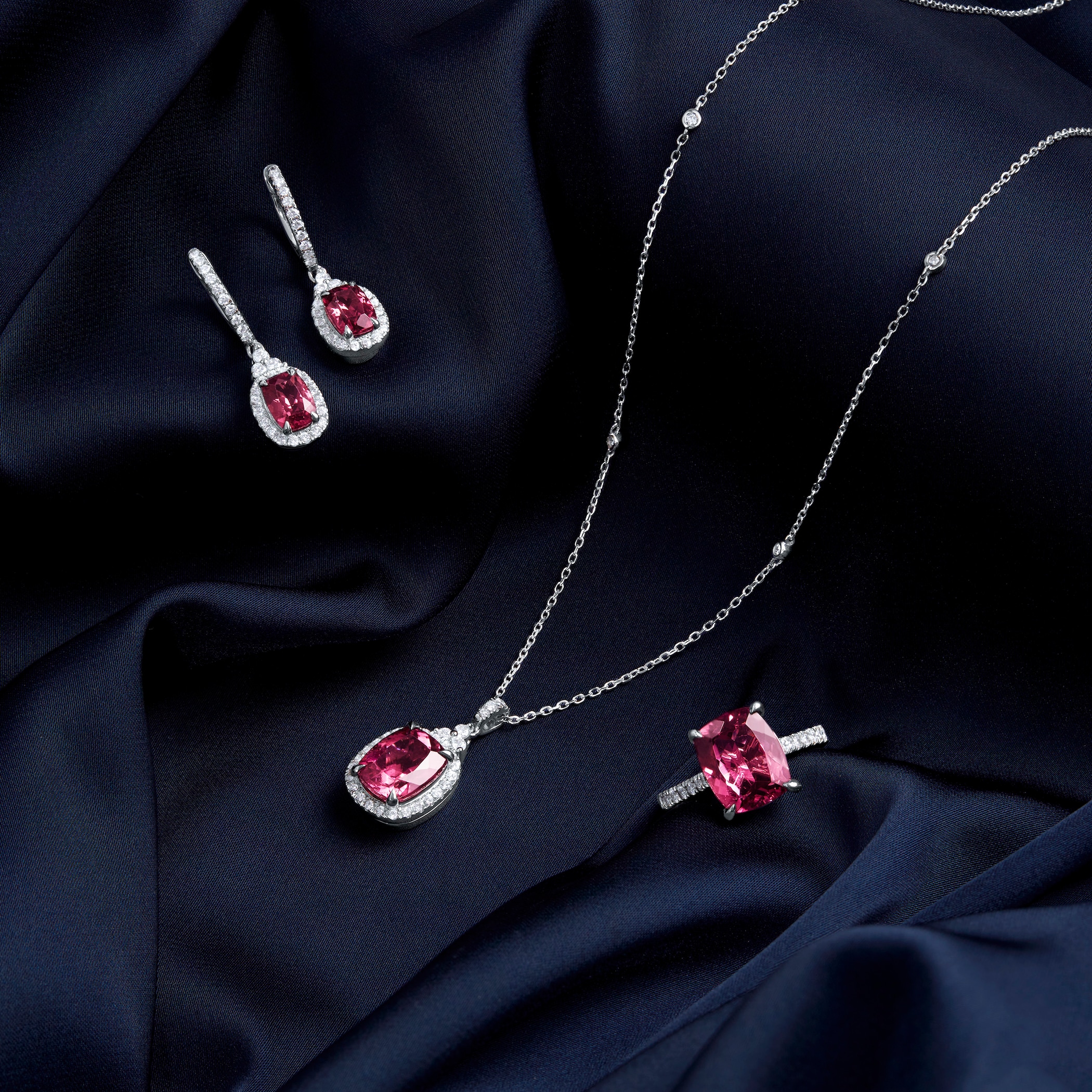 Goldsmiths 18ct White Gold Pink Tourmaline and 0.34cttw Diamond Pendant Goldsmiths 18ct White Gold Pink Tourmaline and 0.34cttw Diamond Pendant