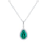 Mappin & Webb Platinum Pear Cut Emerald & 0.19cttw Diamond Pendant