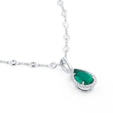 Mappin & Webb Platinum Pear Cut Emerald & 0.19cttw Diamond Pendant