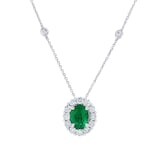 Mappin & Webb 18ct White Gold Oval Cut Emerald & 1.06cttw Diamond Pendant