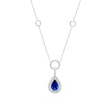 Mappin & Webb 18ct White Gold Pear Cut Sapphire & 1.54cttw Diamond Pendant
