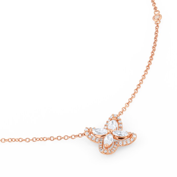 Goldsmiths 18ct Rose Gold 0.74cttw Marquise and Brilliant Cut Floral Pendant