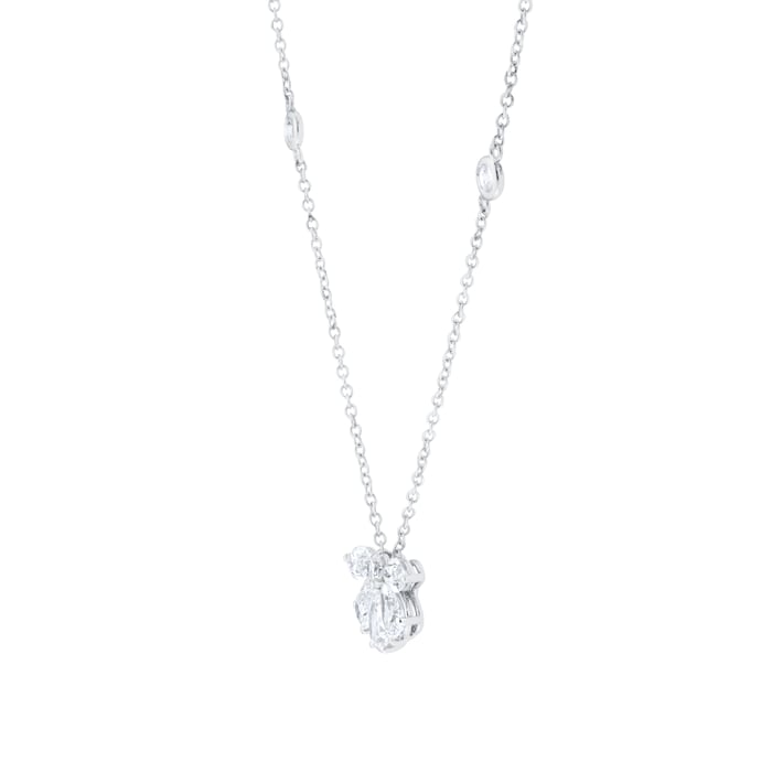 Goldsmiths 18ct White Gold 1.64cttw Pear and Brilliant Cut Diamond Floral Pendant