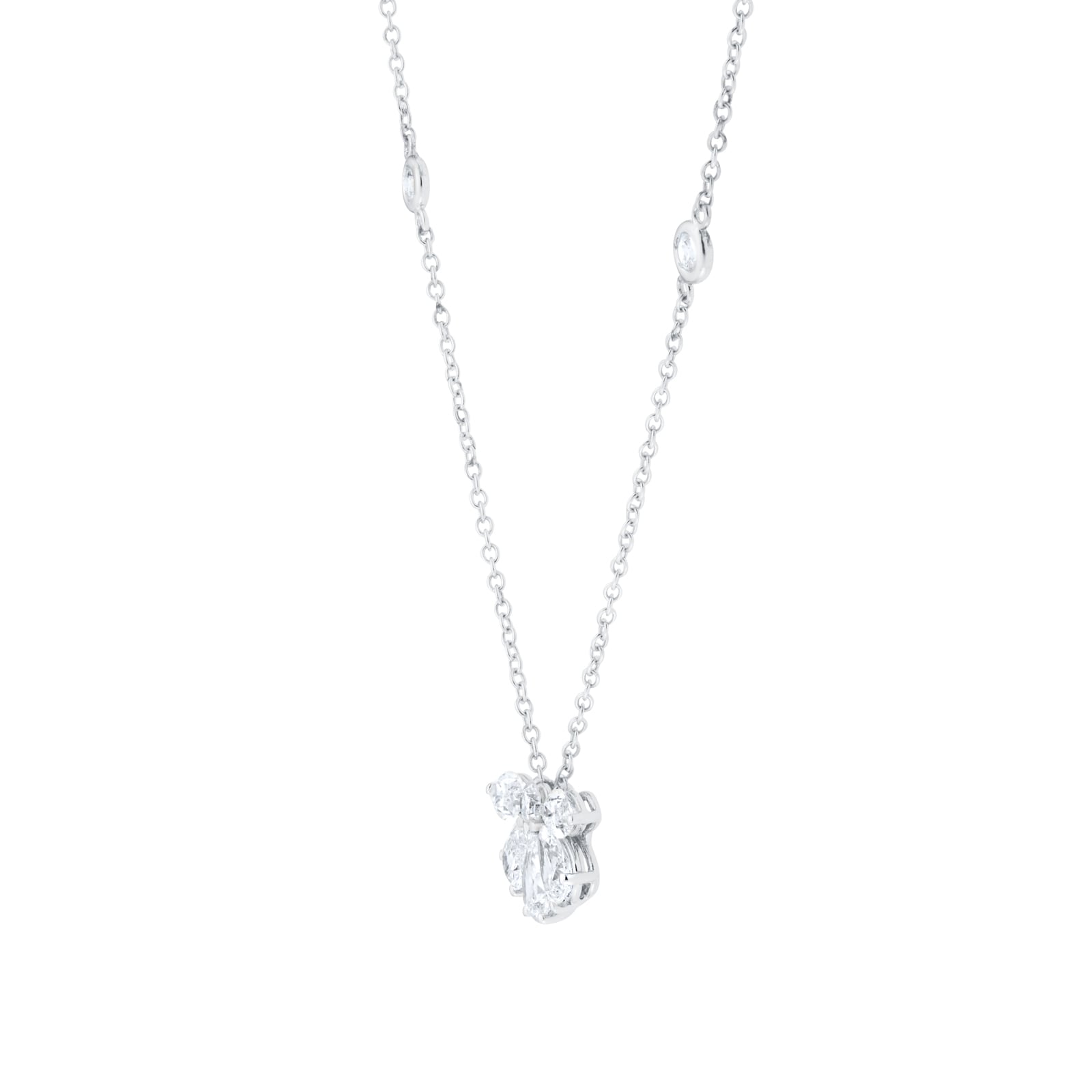 Goldsmiths 18ct White Gold 1.64cttw Pear and Brilliant Cut Diamond Floral Pendant