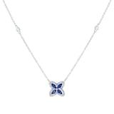 Goldsmiths 18ct White Gold Marquise Sapphire and 0.19cttw Diamond Floral Pendant