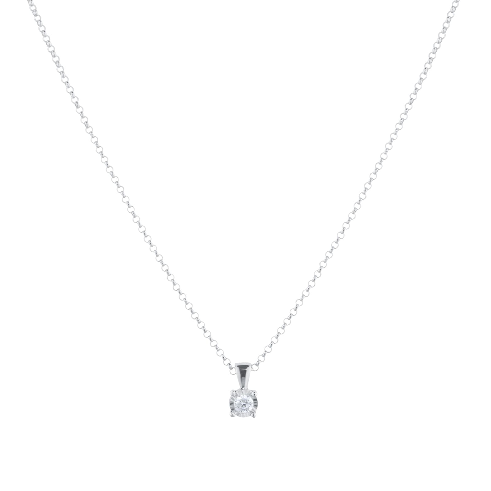 Goldsmiths 9ct White Gold 0.10cttw Diamond Illusion Set Pendant