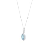 Goldsmiths 18ct White Gold Oval Cut Aquamarine and 0.33cttw Diamond Pendant