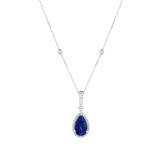 Goldsmiths 18ct White Gold Pear Cut Tanzanite and 0.30cttw Diamond Pendant
