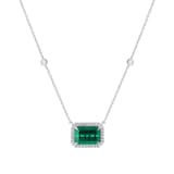 Goldsmiths 18ct White Gold Green Tourmaline and 0.25cttw Diamond Pendant
