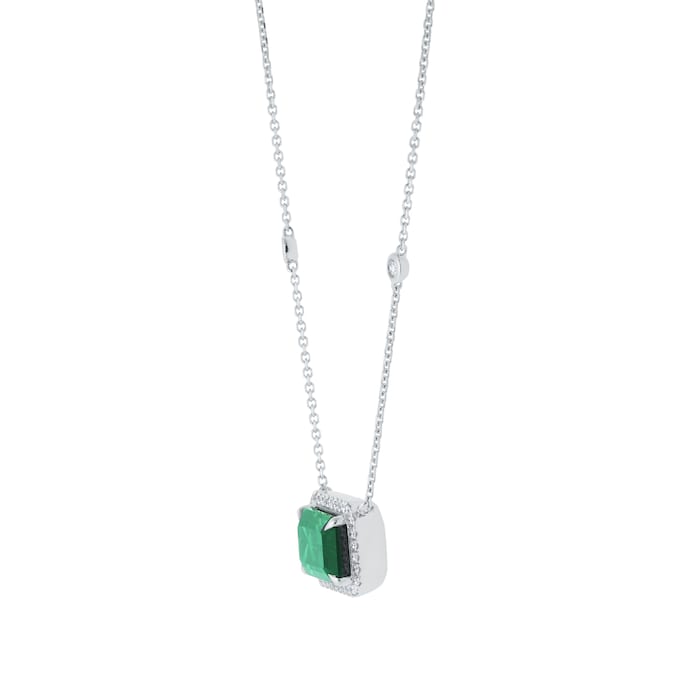 Goldsmiths 18ct White Gold Green Tourmaline and 0.25cttw Diamond Pendant