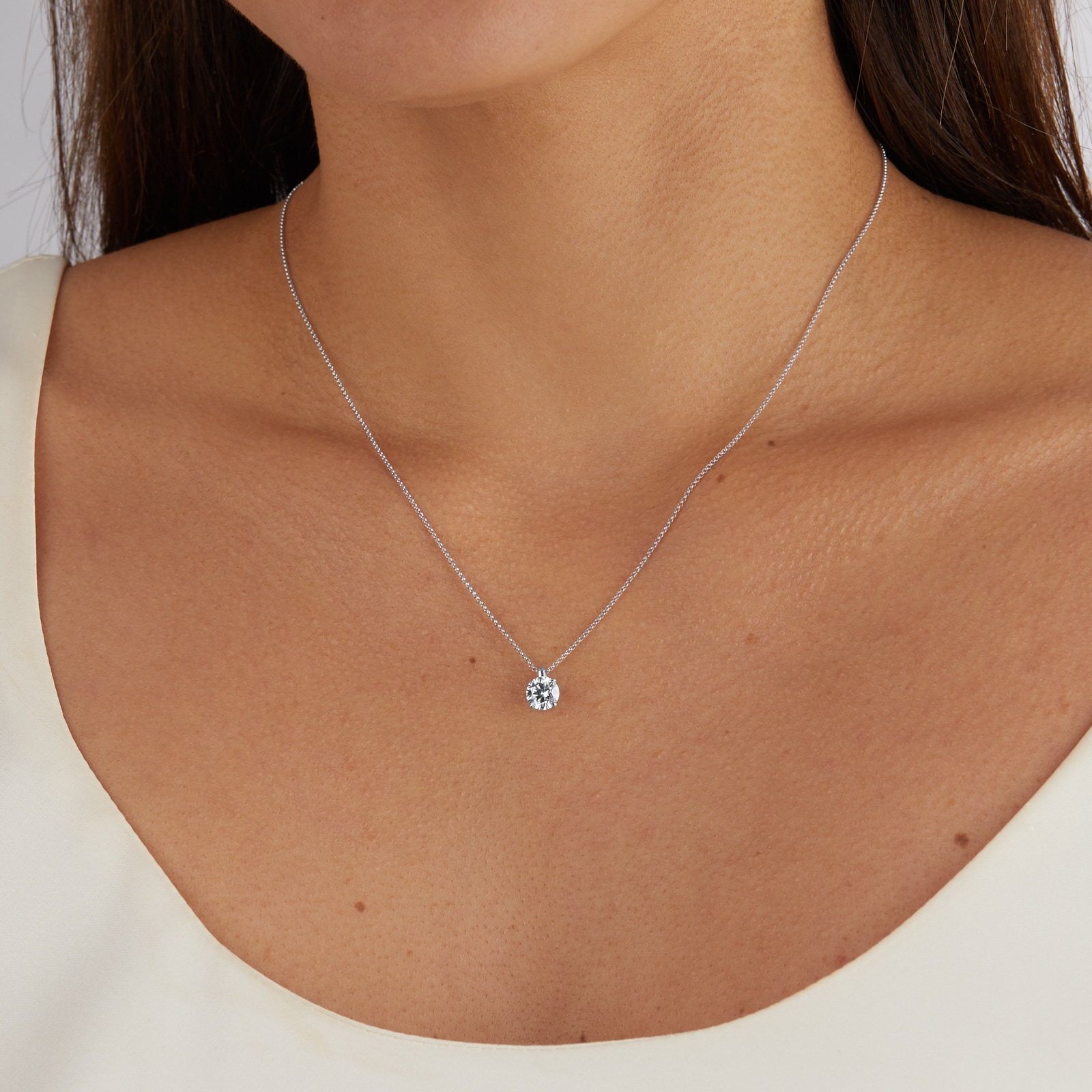 Goldsmiths Exclusive 18ct White Gold 1.00cttw Brilliant Cut Solitaire Goldsmiths Signature Diamond Pendant