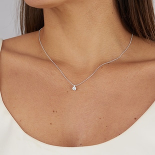 Goldsmiths Exclusive 18ct White Gold 0.40cttw Brilliant Cut Solitaire Goldsmiths Signature Diamond Pendant