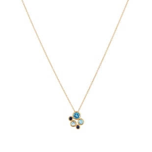Goldsmiths 18ct Yellow Gold Sapphire Aquamarine and Blue Topaz Bezel Set Pendant