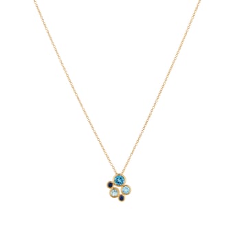 18ct Yellow Gold Sapphire Aquamarine and Blue Topaz Bezel Set Pendant 