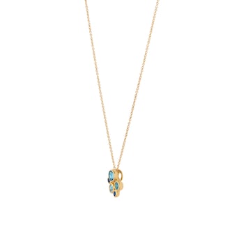 Goldsmiths 18ct Yellow Gold Sapphire Aquamarine and Blue Topaz Bezel Set Pendant