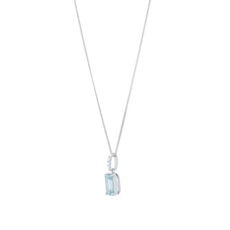 Goldsmiths 18ct White Gold Emerald Cut Aquamarine and 0.04cttw Diamond Pendant