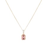 Goldsmiths 18ct Yellow Gold Emerald Cut Morganite and 0.04cttw Diamond Pendant