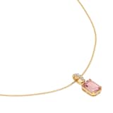 Goldsmiths 18ct Yellow Gold Emerald Cut Morganite and 0.04cttw Diamond Pendant