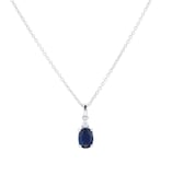 Mappin & Webb 18ct White Gold 5mm x 7mm Sapphire & Diamond Pendant