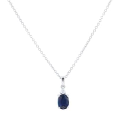 12143710 - 18ct White Gold 5mm x 7mm Sapphire & Diamond Pendant