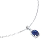 Mappin & Webb 18ct White Gold 5mm x 7mm Sapphire & Diamond Pendant