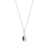 Mappin & Webb Amelia 18ct White Gold 7mm x 5mm Pear Cut Sapphire & Diamond Halo Pendant