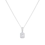 Goldsmiths 9ct White Gold 0.28cttw Emerald Cut Diamond Halo Pendant