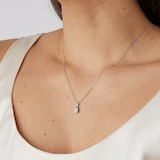 Goldsmiths 9ct White Gold 0.28cttw Emerald Cut Diamond Halo Pendant