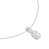 Goldsmiths 9ct White Gold 0.28cttw Emerald Cut Diamond Halo Pendant