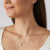 Goldsmiths 9ct White Gold 0.28cttw Emerald Cut Diamond Halo Pendant