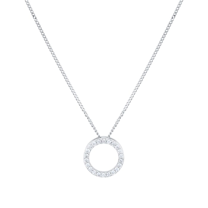 Goldsmiths 9ct Yellow Gold 0.10cttw Diamond Circle Pendant