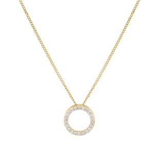 Goldsmiths 9ct Yellow Gold 0.10cttw Diamond Circle Pendant