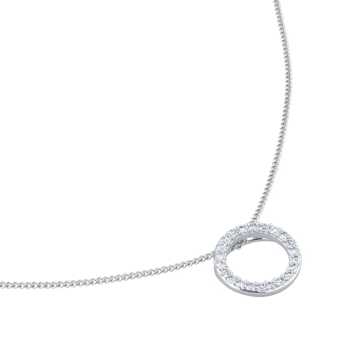 Goldsmiths 9ct Yellow Gold 0.10cttw Diamond Circle Pendant