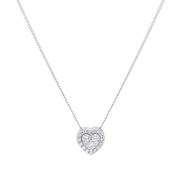 Goldsmiths 9ct White Gold 0.20cttw Diamond Heart Cluster Pendant