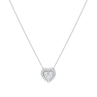 Goldsmiths 9ct White Gold 0.20cttw Diamond Heart Cluster Pendant