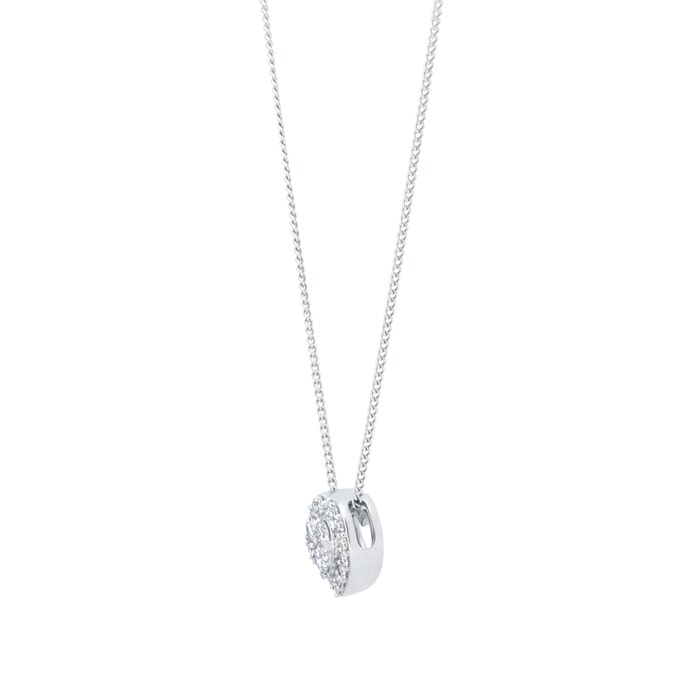 Goldsmiths 9ct White Gold 0.20cttw Diamond Heart Cluster Pendant