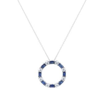 Mappin 
Webb 18ct White Gold Sapphire 
1.20cttw Diamond Circle Pendant