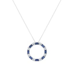 12143721 - 18ct White Gold Sapphire & 1.20cttw Diamond Circle Pendant