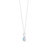 Goldsmiths 9ct White Gold Oval Blue Topaz and 0.10cttw Diamond Halo Pendant