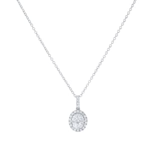 Mappin & Webb 18ct White Gold 0.77cttw Diamond Oval Cut Illusion Drop Pendant